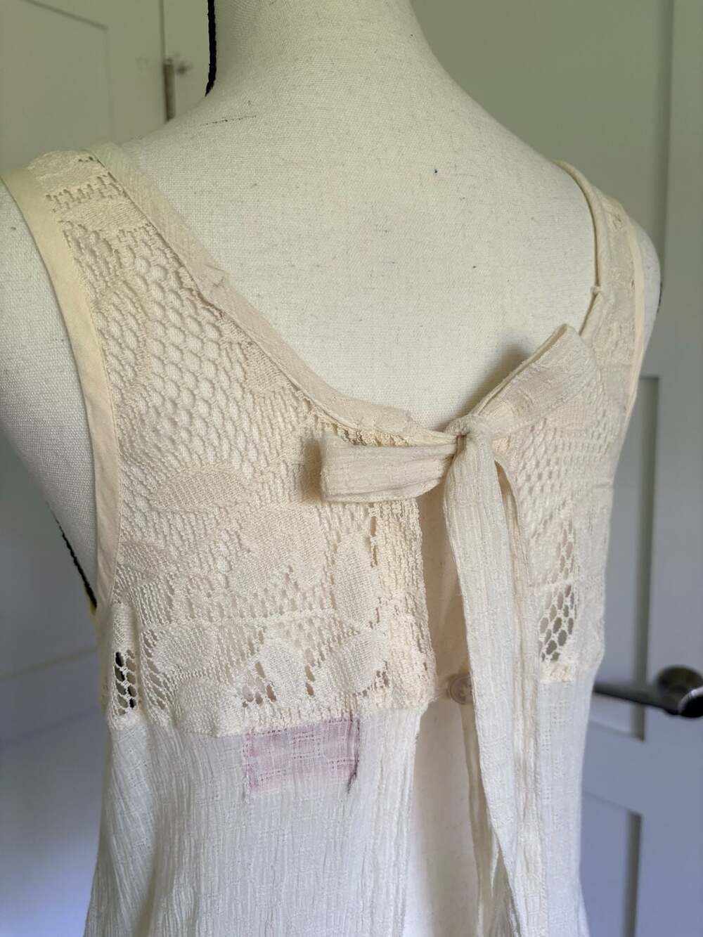 Free People Romantic Lace Tie-Back Tunic Tank Top Cream Size 6 - Picture 5 of 10